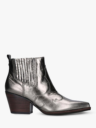 Sam Edelman Winona Block Heel Leather Cowboy Boots, Metallic