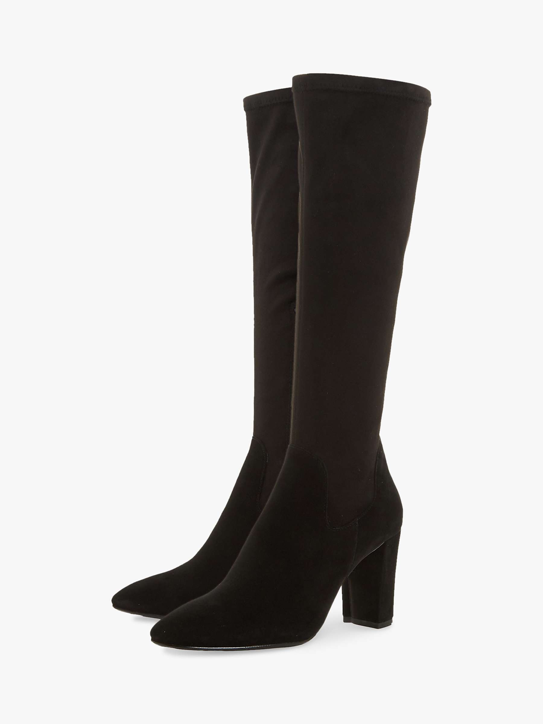 Buy Dune Siren Stretch Block Heel Almond Toe Boots, Black Online at johnlewis.com