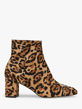L.K.Bennett Jette Leopard Print Calf Hair Ankle Boots, Natural
