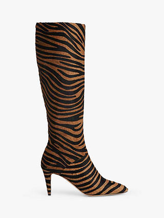 L.K.Bennett Gini Zebra Print Calf Hair Knee Boots, Multi
