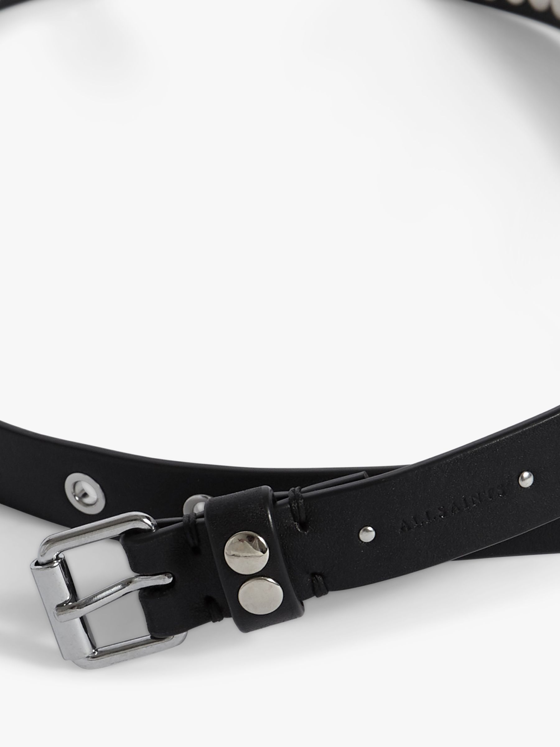 AllSaints Francoise Leather Stud Belt, Black