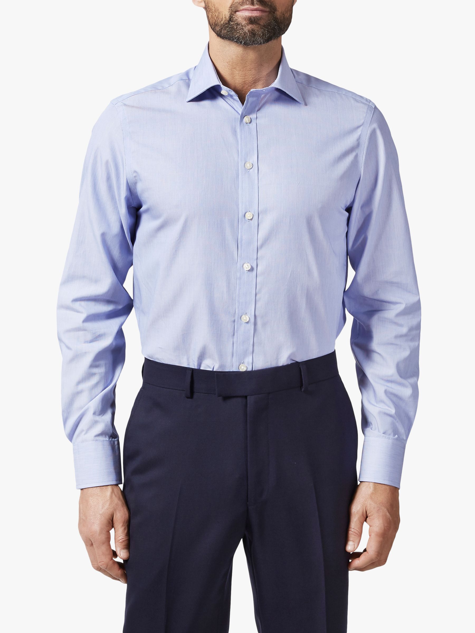 Chester by Chester Barrie Hairline Stripe Stretch Shirt, Blue at John ...