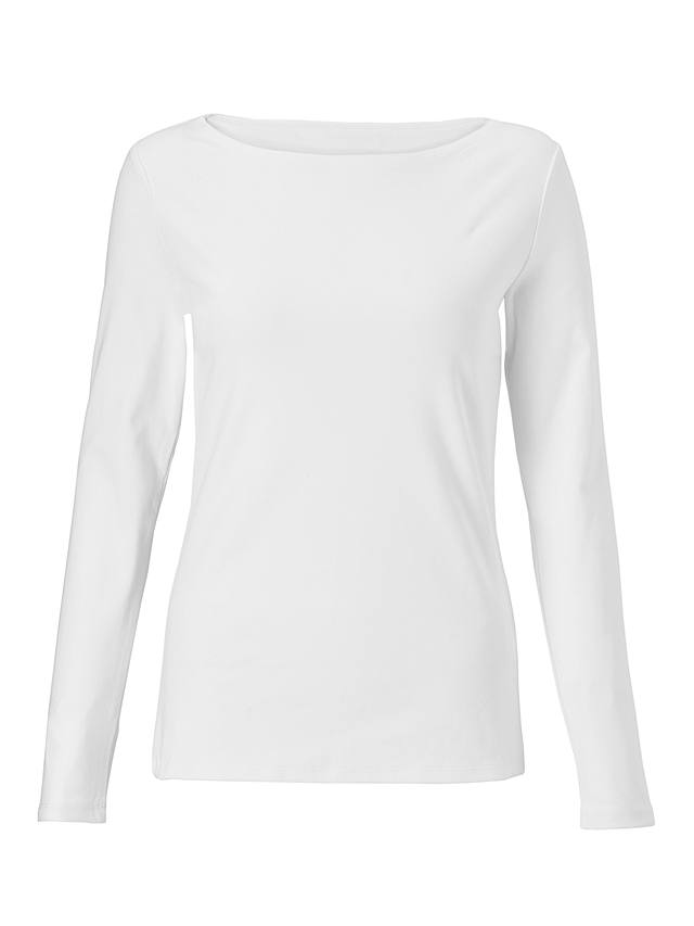 Boden Essential Boat Neck Top, White at John Lewis & Partners