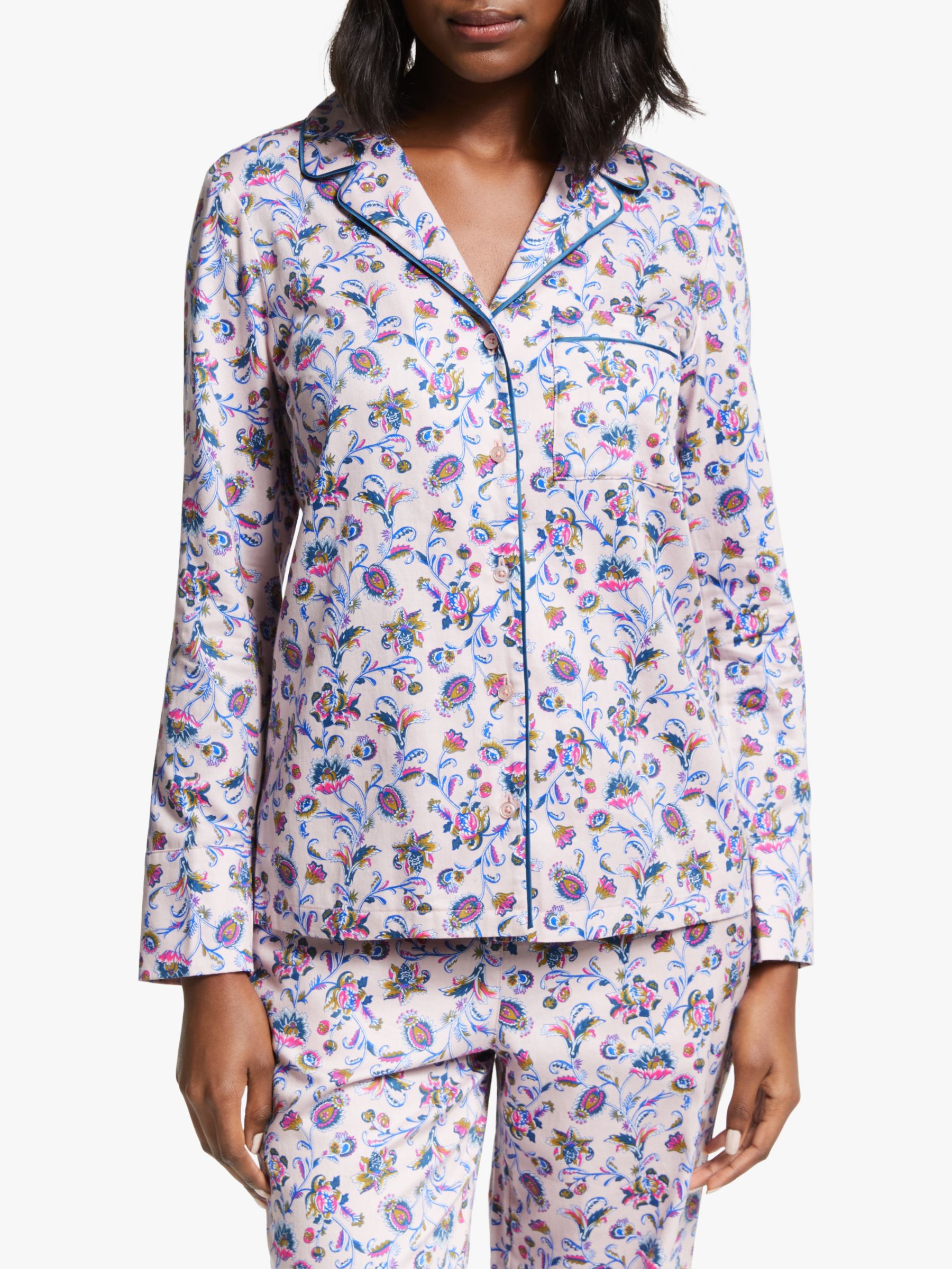 Boden Janie Cotton Pyjama Shirt, Milkshake