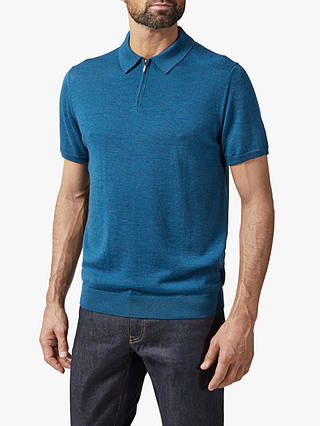 Richard James Mayfair Short Sleeve Half Zip Polo Shirt