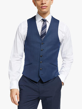 Richard James Mayfair Geo Wool Tailored Waistcoat, Dark Blue
