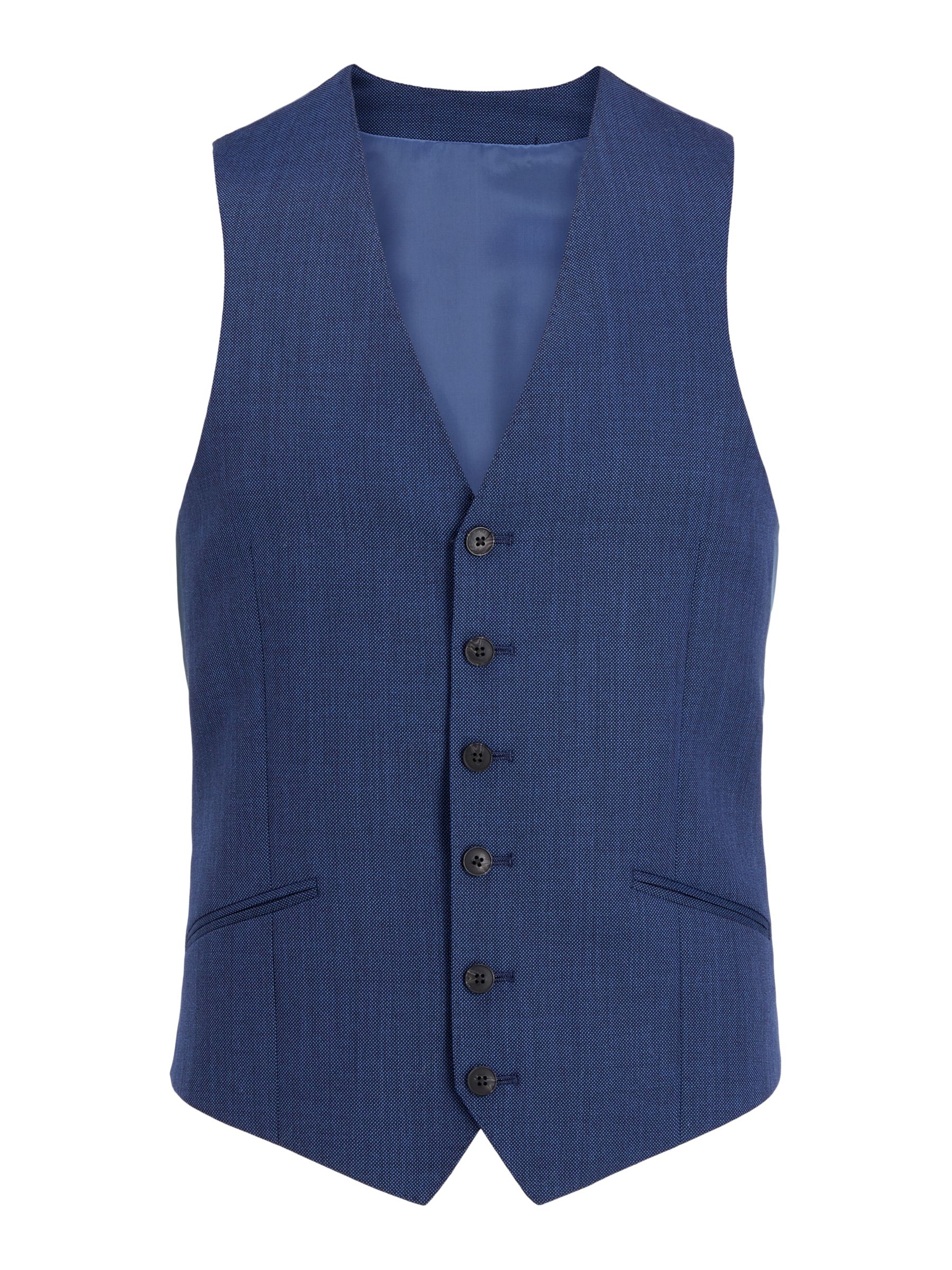 Richard James Mayfair Geo Wool Tailored Waistcoat, Dark Blue, 44R