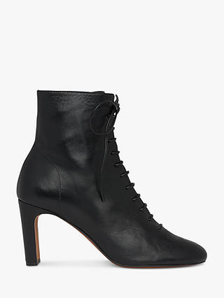 Whistles Dahlia Leather Lace Up Ankle Boots, Black