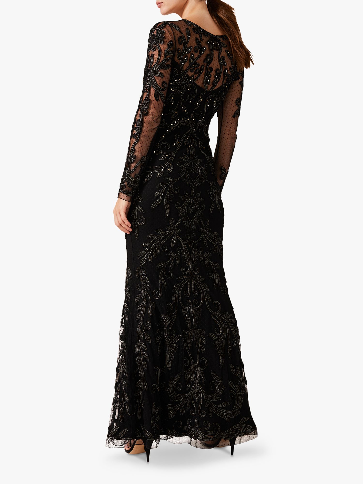 Phase Eight Contessa Tapework Sequin Maxi Dress, Black