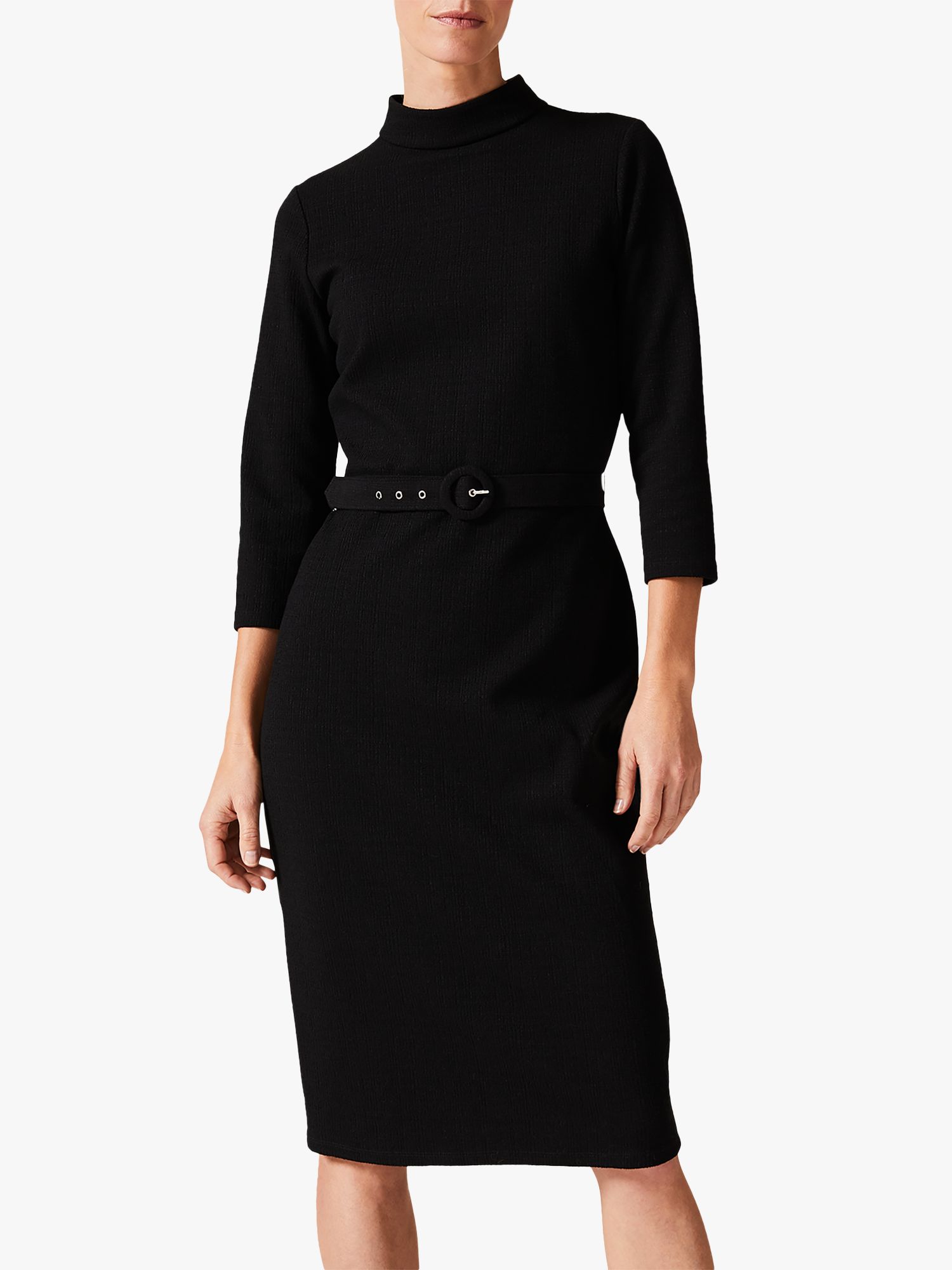 Phase Eight Sheree High Neck Fitted Dress, Black at John Lewis & Partners