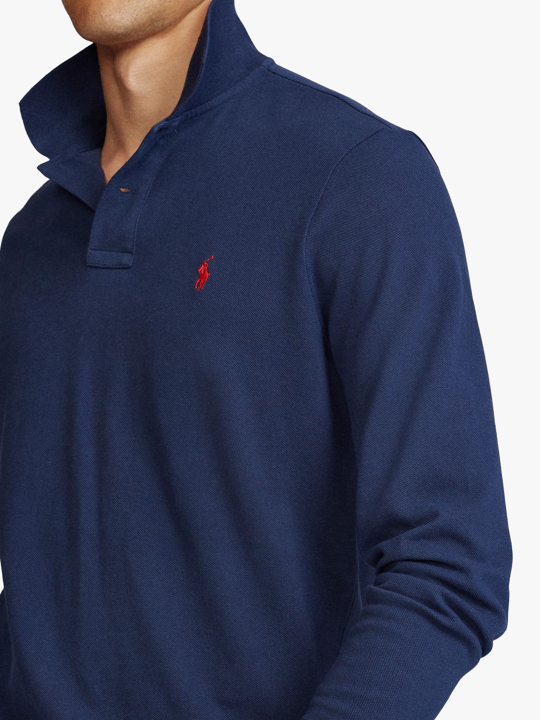 Polo Ralph Lauren Custom Slim Fit Long Sleeve Polo Shirt, Newport Navy ...