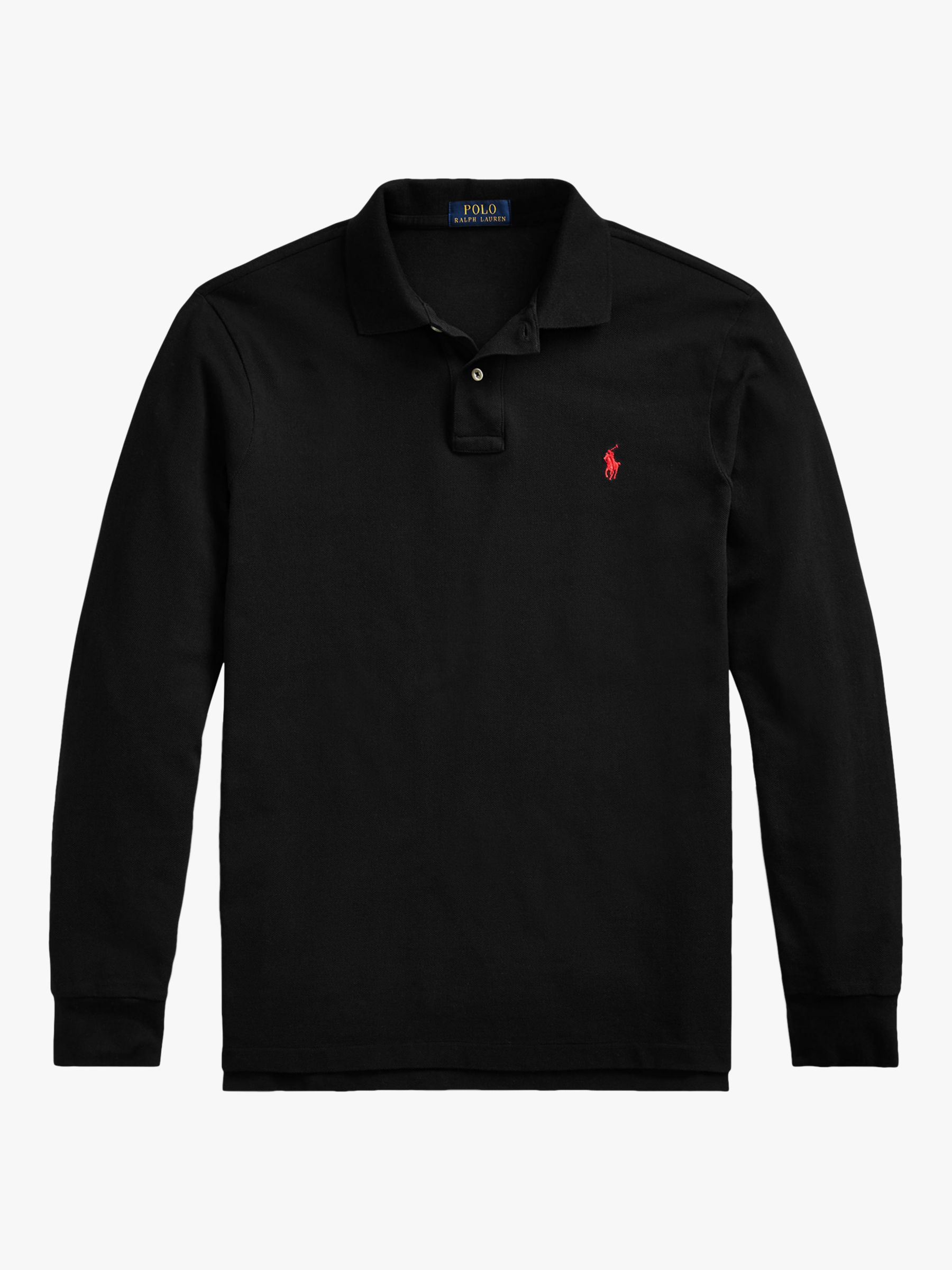 Polo Ralph Lauren Custom Slim Fit Long Sleeve Polo Shirt, Polo Black at ...