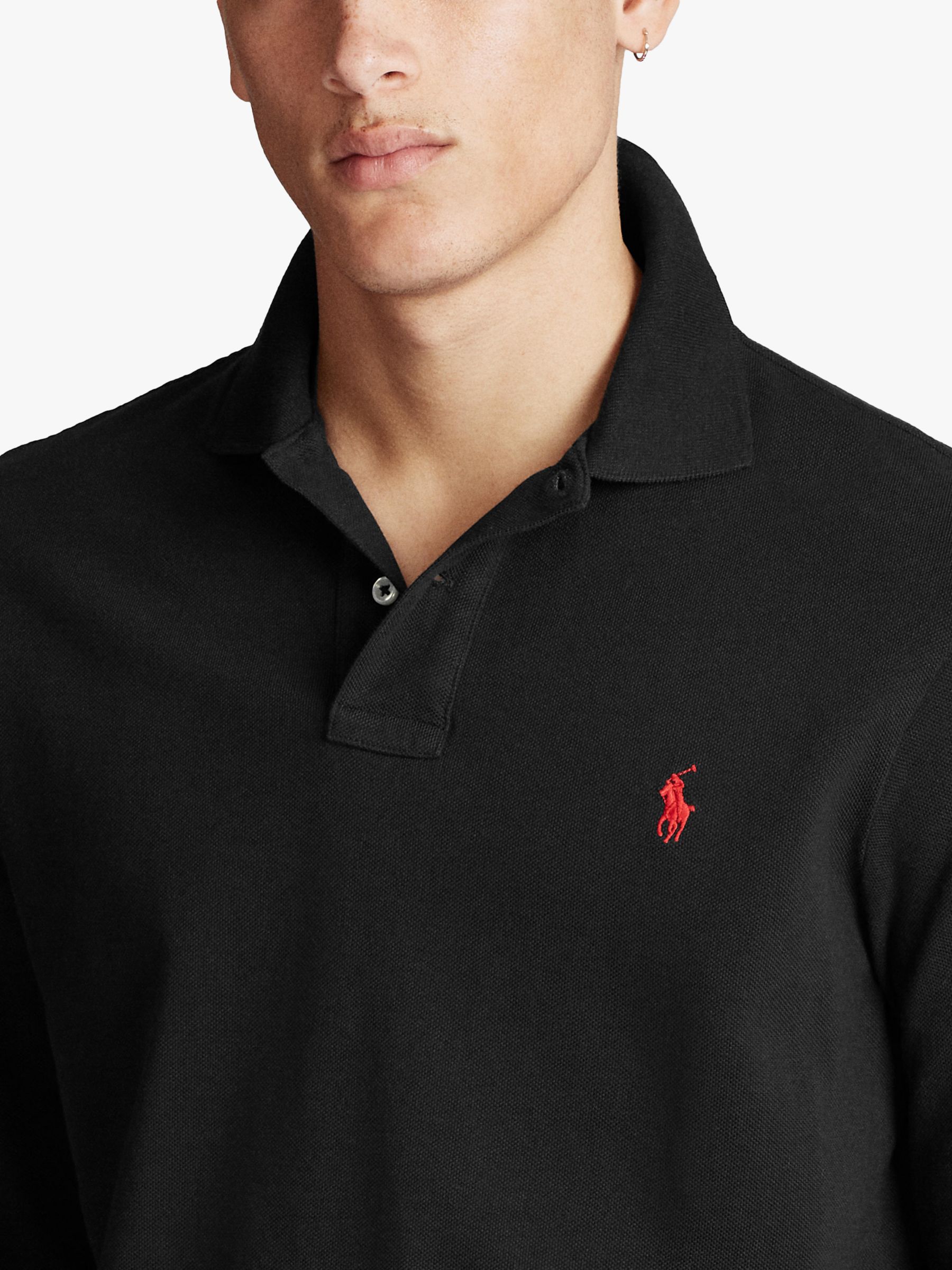 postura dormitar Gobernar Polo Ralph Lauren Custom Slim Fit Long Sleeve Polo Shirt, Polo Black at  John Lewis & Partners