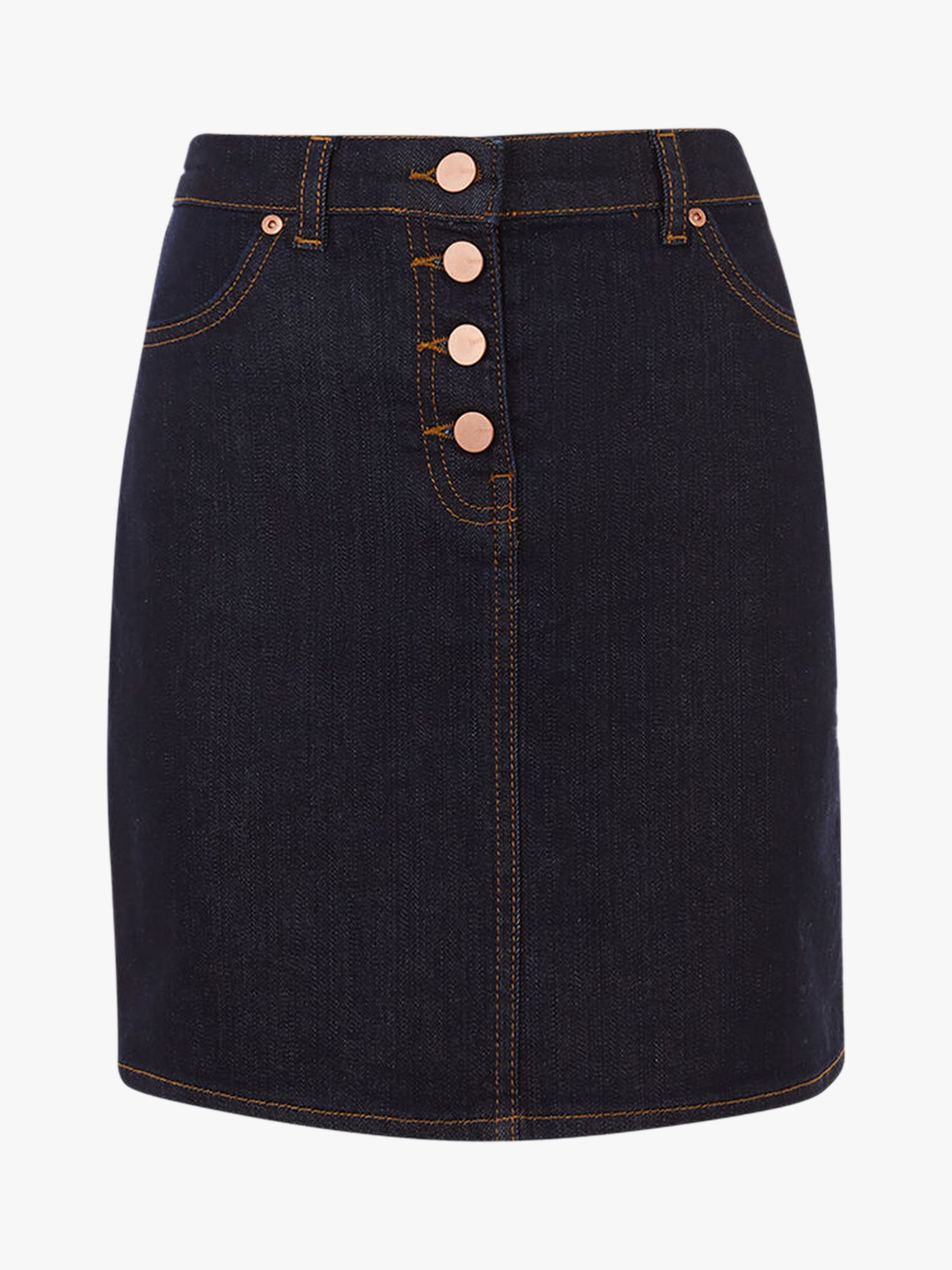 Oasis Button Denim Mini Skirt, Dark Wash