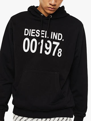Diesel S-Girk Cotton Logo Hoodie, Black