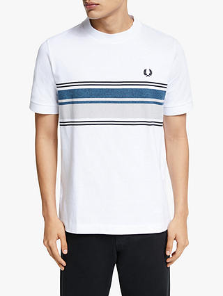Fred Perry Marl Stripe Crew Neck T-Shirt, White