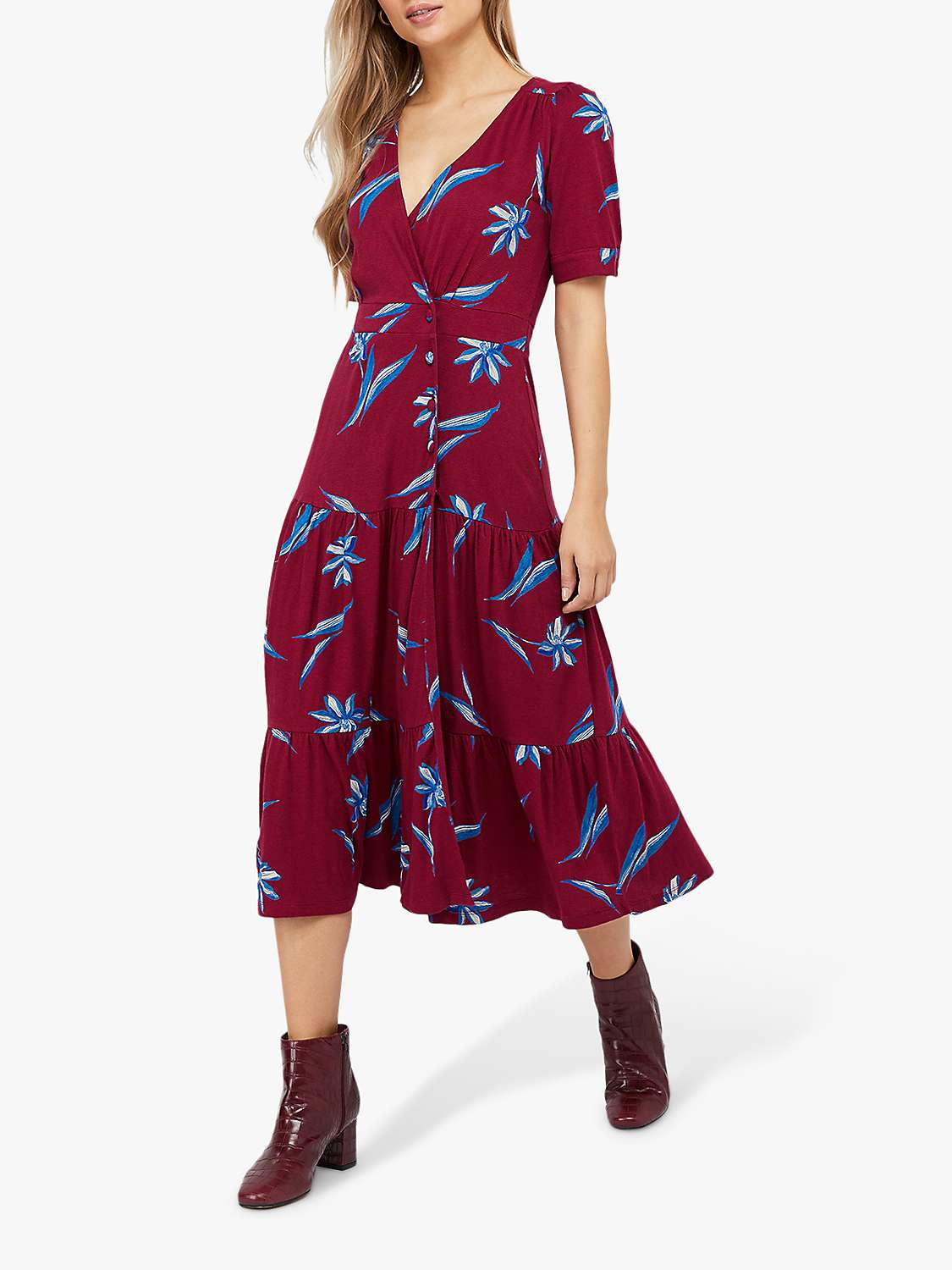 Buy Monsoon Billie Printed Tiered Dress, Red Online at johnlewis.com