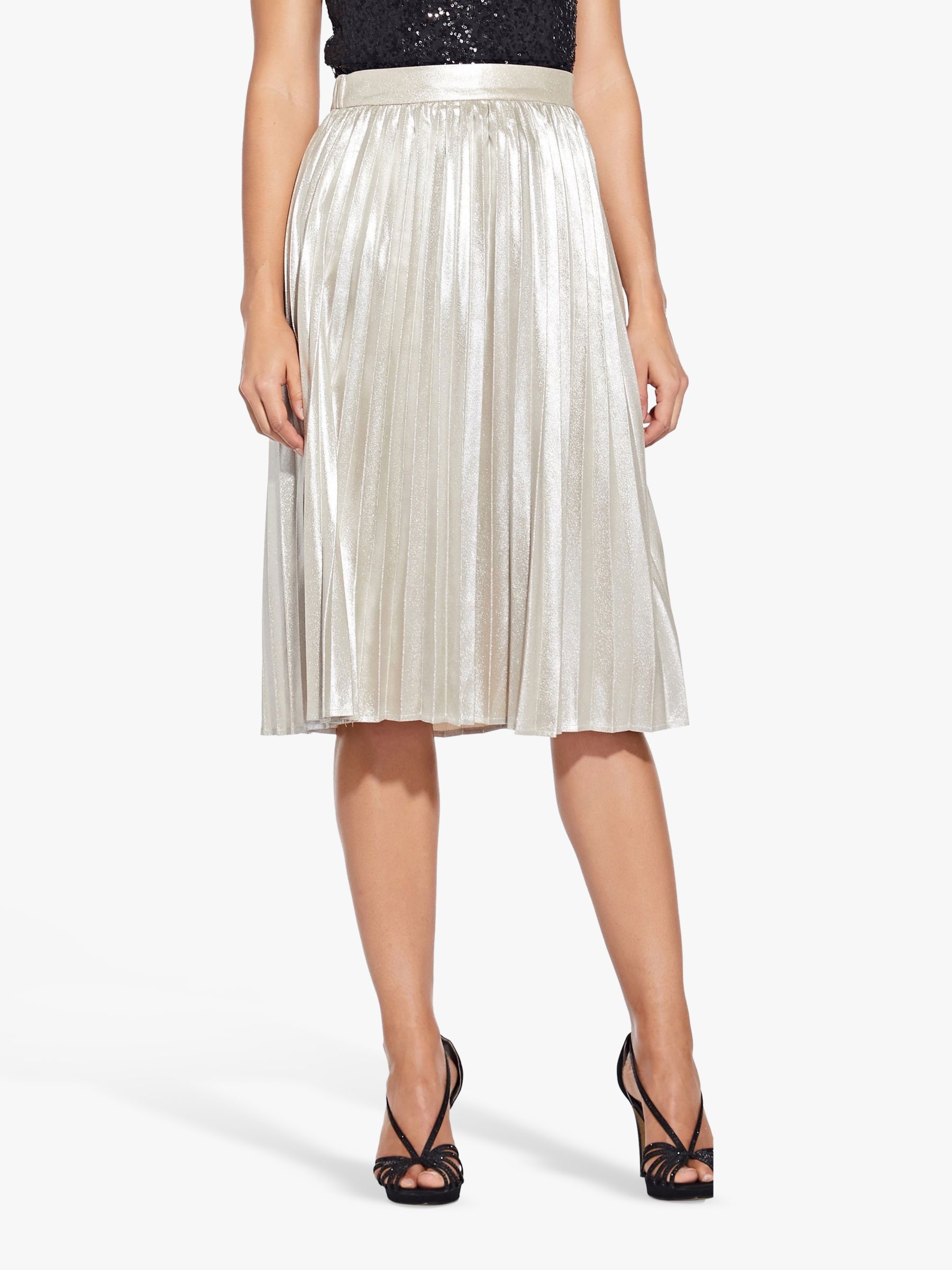 Adrianna Papell Metallic Pleat Skirt, Gold