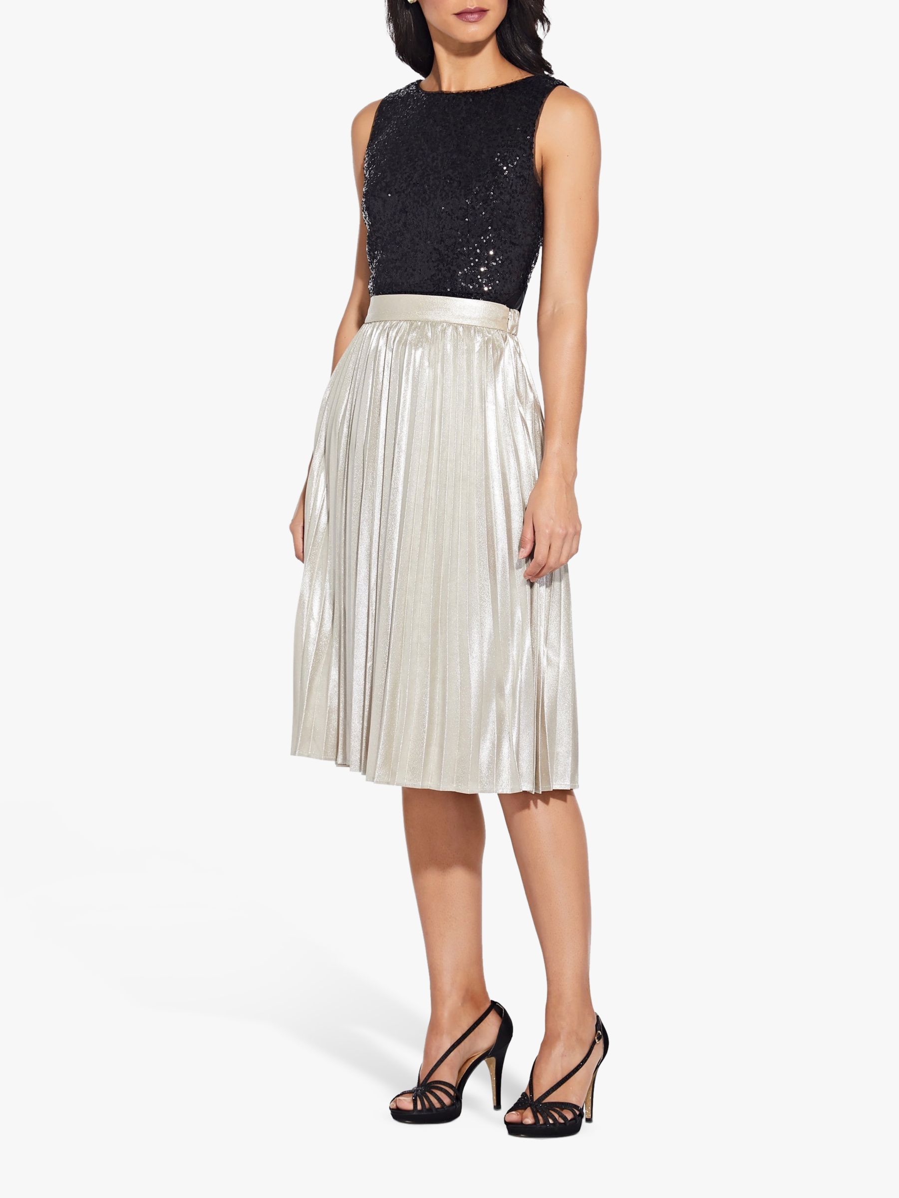 Adrianna Papell Metallic Pleat Skirt Gold 2158