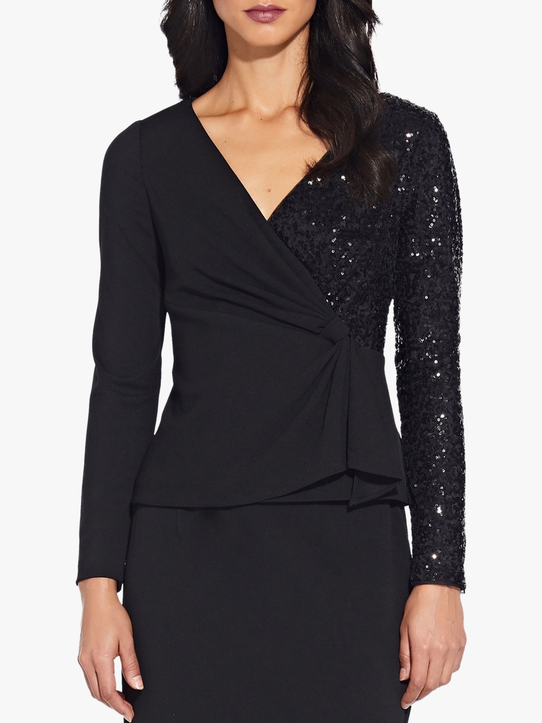 Adrianna Papell Sequin Crepe Top, Black