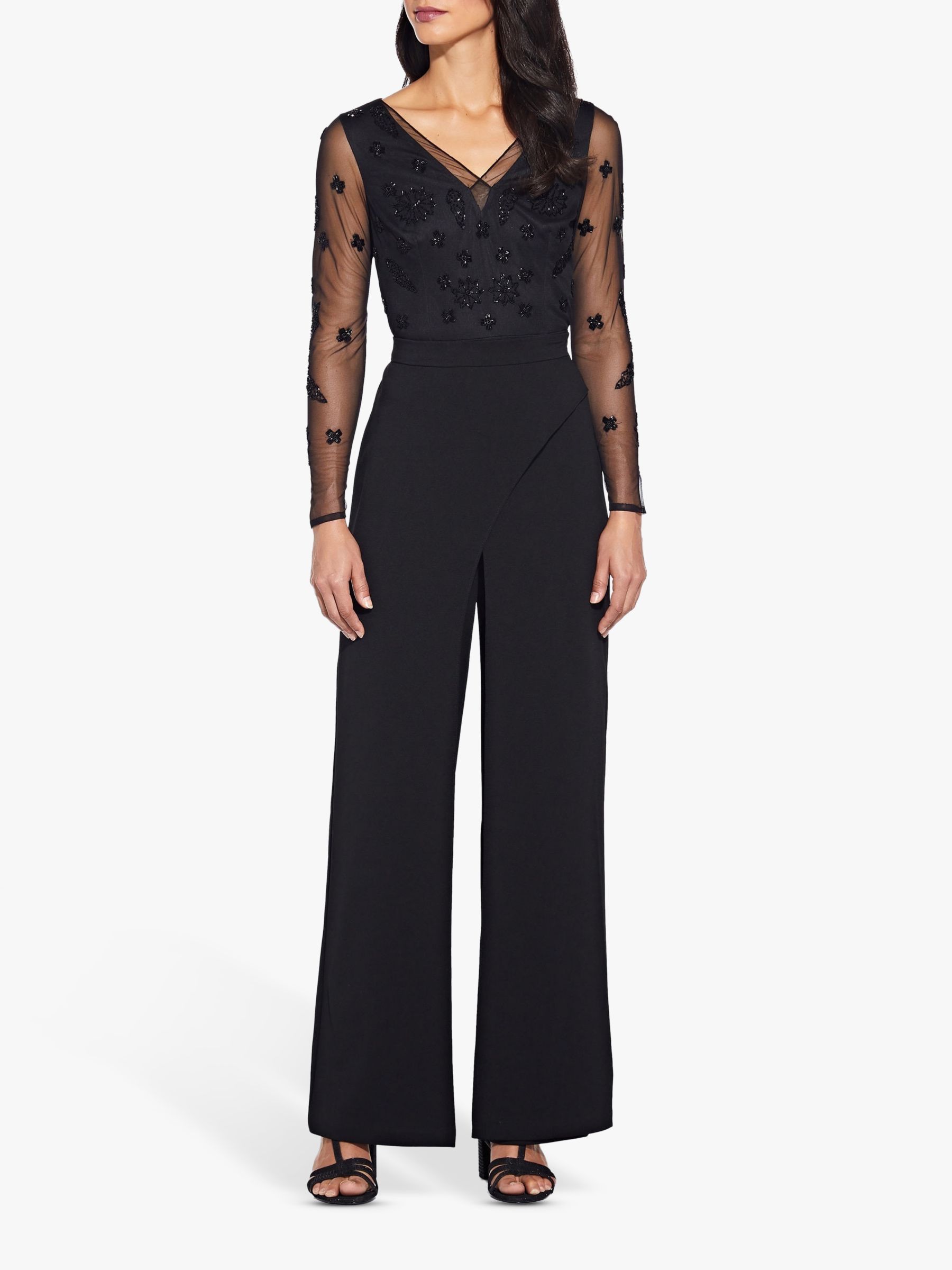 Adrianna Papell Crepe Trousers, Black at John Lewis & Partners