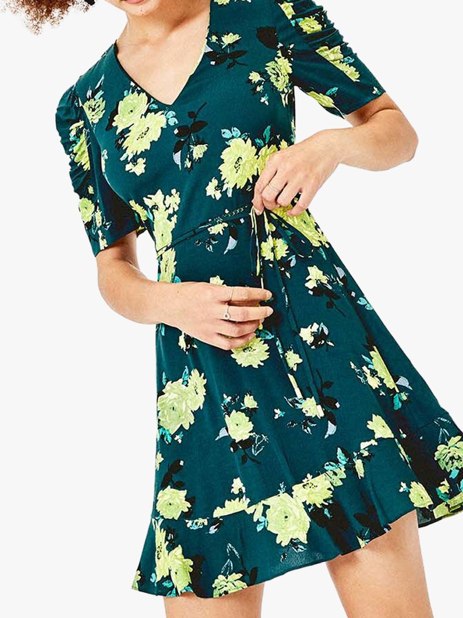 Oasis Floral Jersey Dress, Green/Multi 