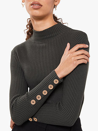 Mint Velvet Fine Ribbed Buttoned Sleeve Knit