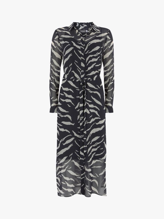 Mint Velvet Nadine Zebra Belted Midi Dress, Multi, 6