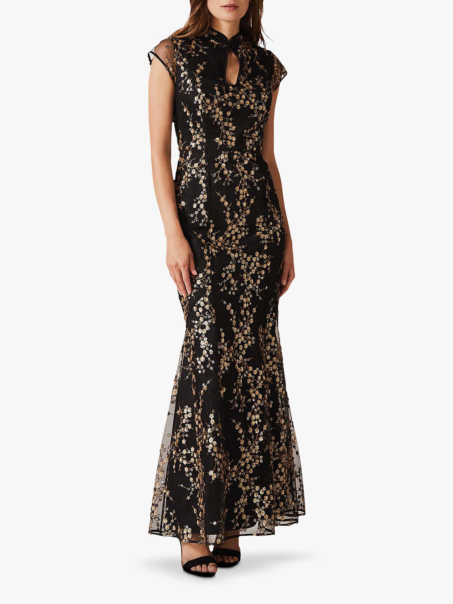 8 Sia Sequin Maxi Dress, Black/Gold ...