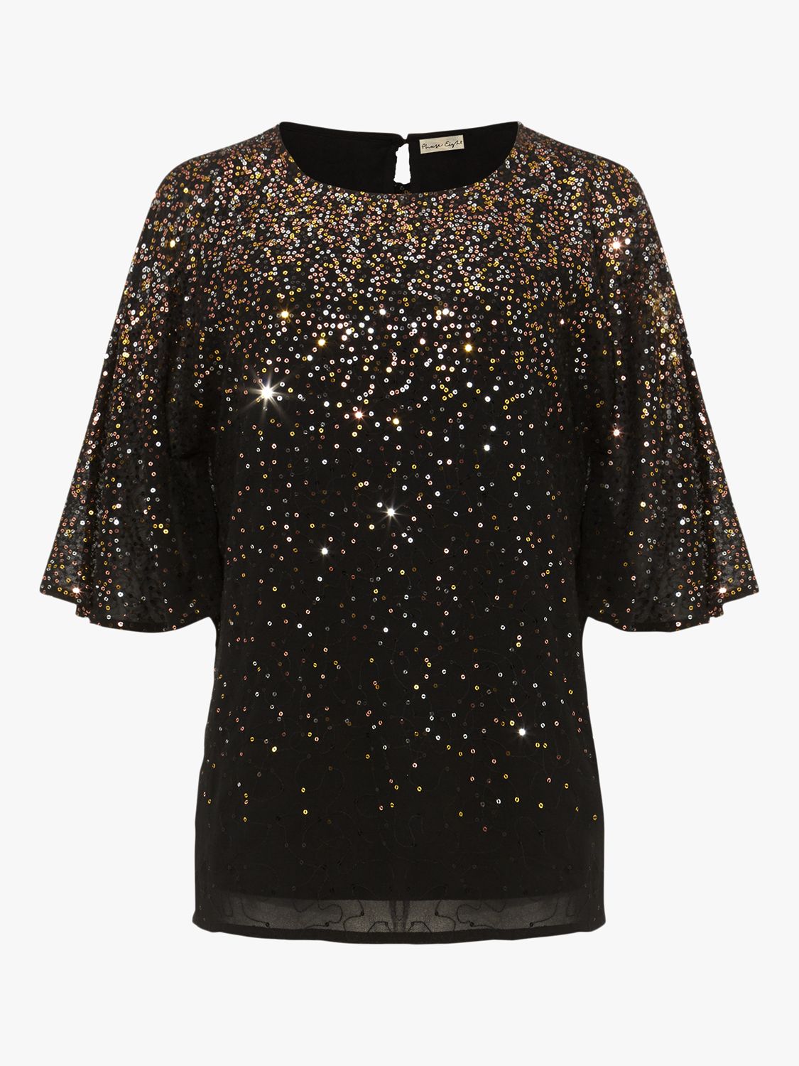 Phase Eight Graduated Sequin Blouse, Black at John Lewis & Partners