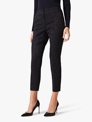 Phase Eight Tala Leaf Jacquard Trousers, Navy
