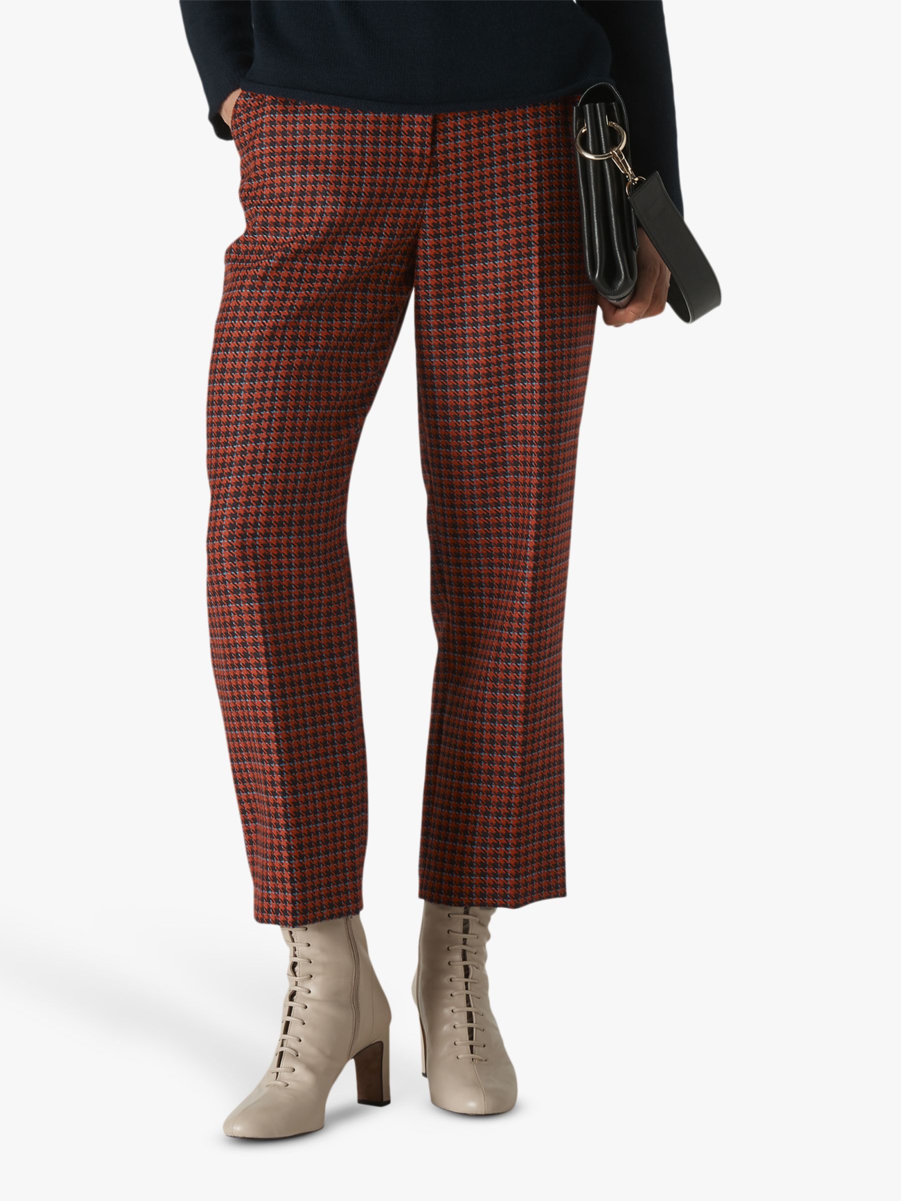 Whistles Kate Classic Check Trousers, Red/Multi