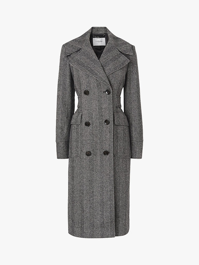 L.K.Bennett Aurelia Herringbone Trench Coat, Grey, 6