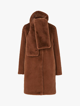 L.K.Bennett Aspen Faux Fur Coat, Light Brown