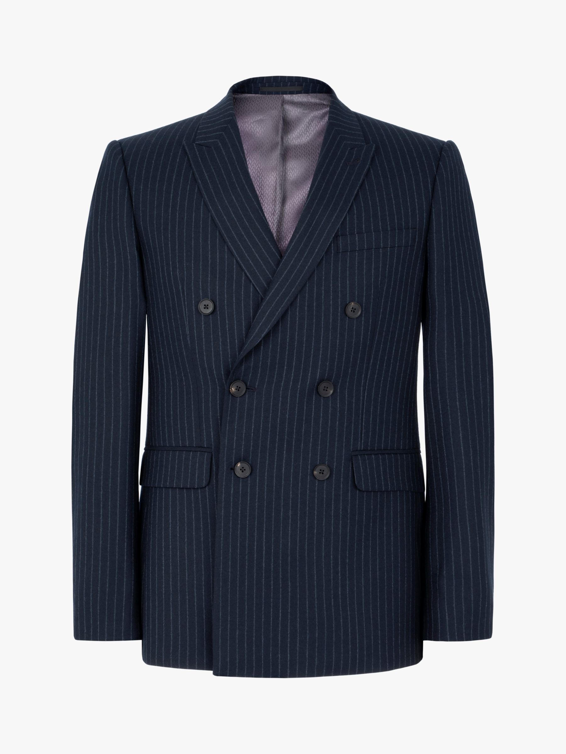 Jaeger Wool Pinstripe Regular Fit Double Breasted Suit Jacket, Navy
