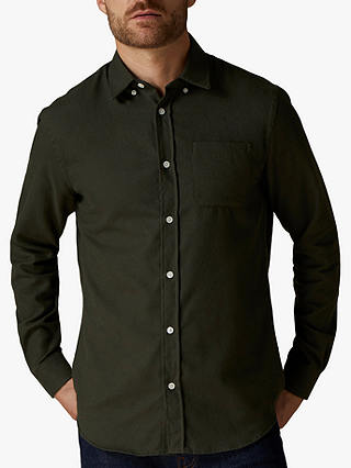 Jaeger Cotton Wool Flannel Shirt, Khaki