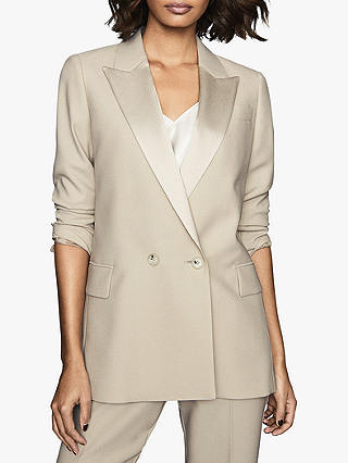 Reiss Cleo Soft Double Breasted Tuxedo Jacket, Champagne