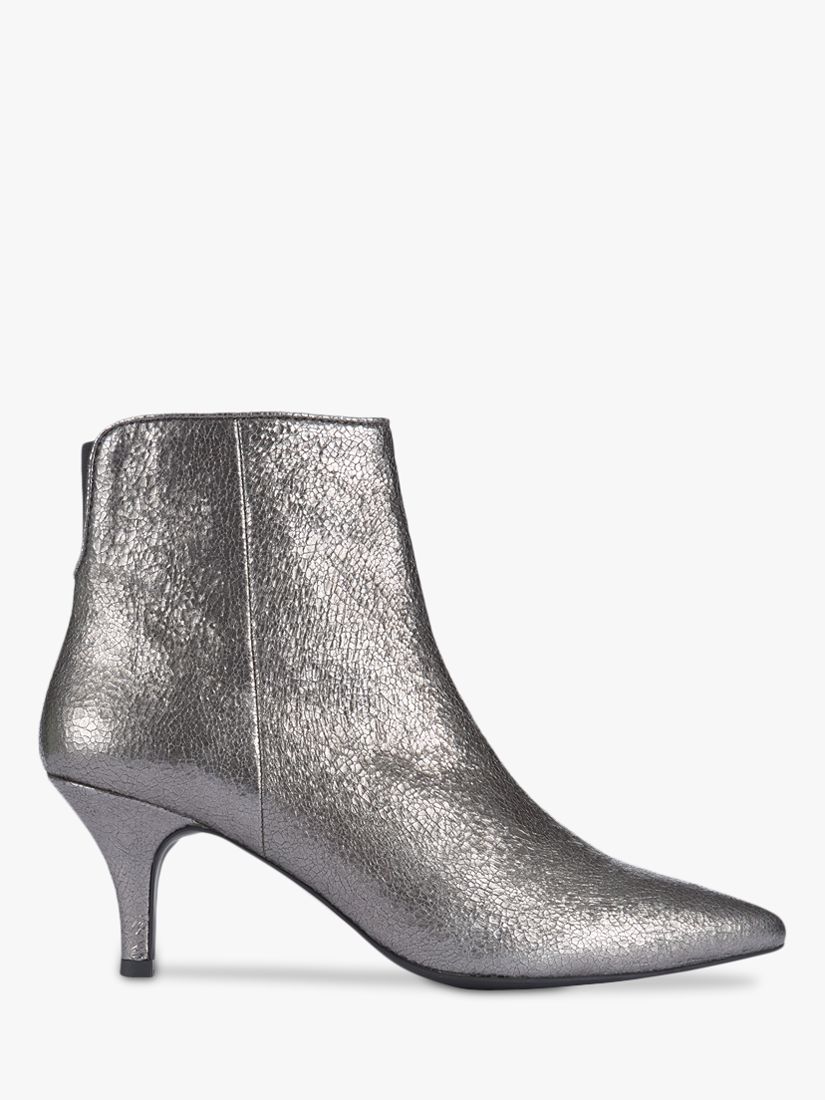 Mint Velvet Lorna Metallic Leather Ankle Boots, Dark Grey