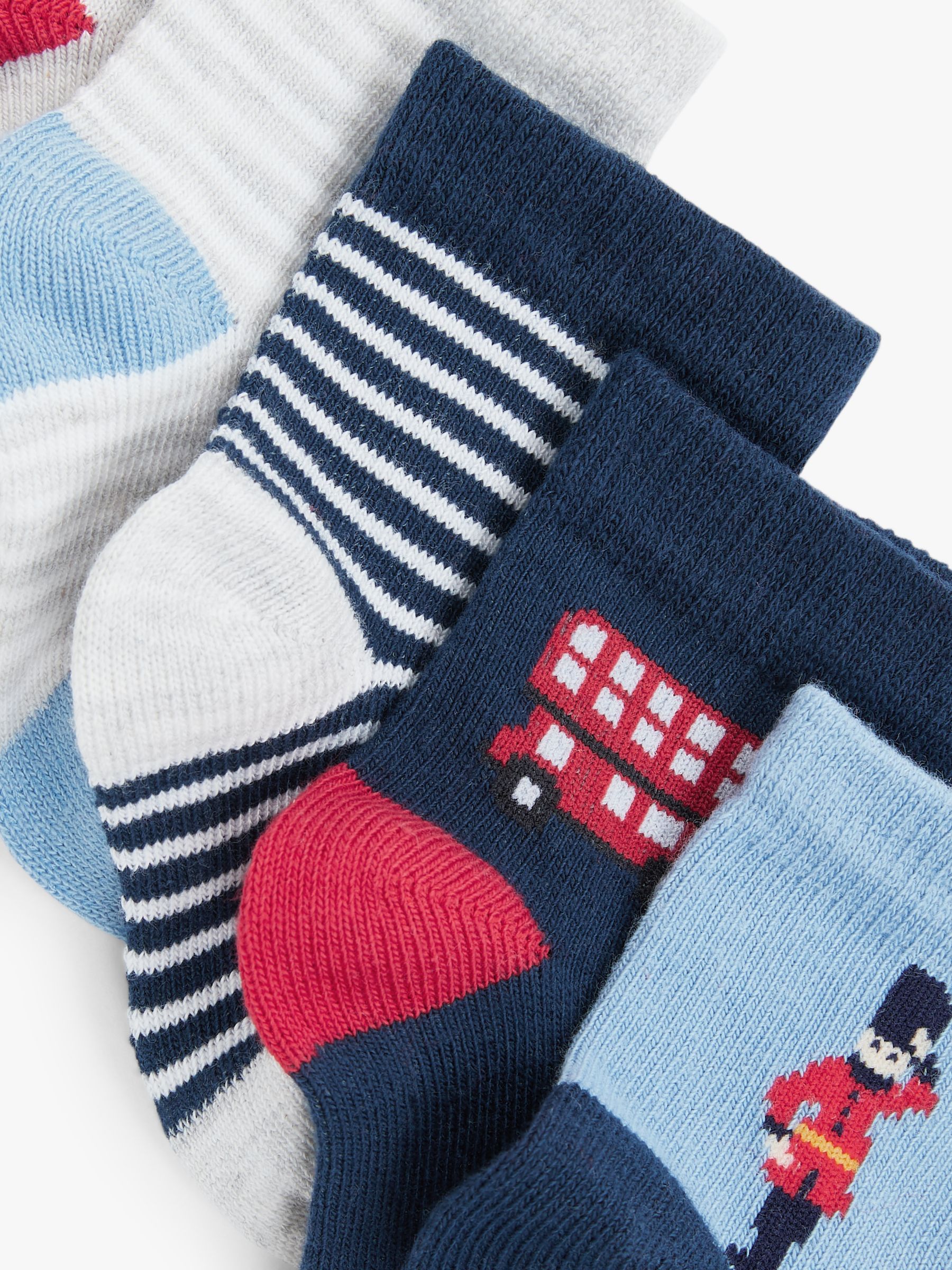 John Lewis & Partners Baby London Socks, Pack of 5, Blue at John Lewis ...