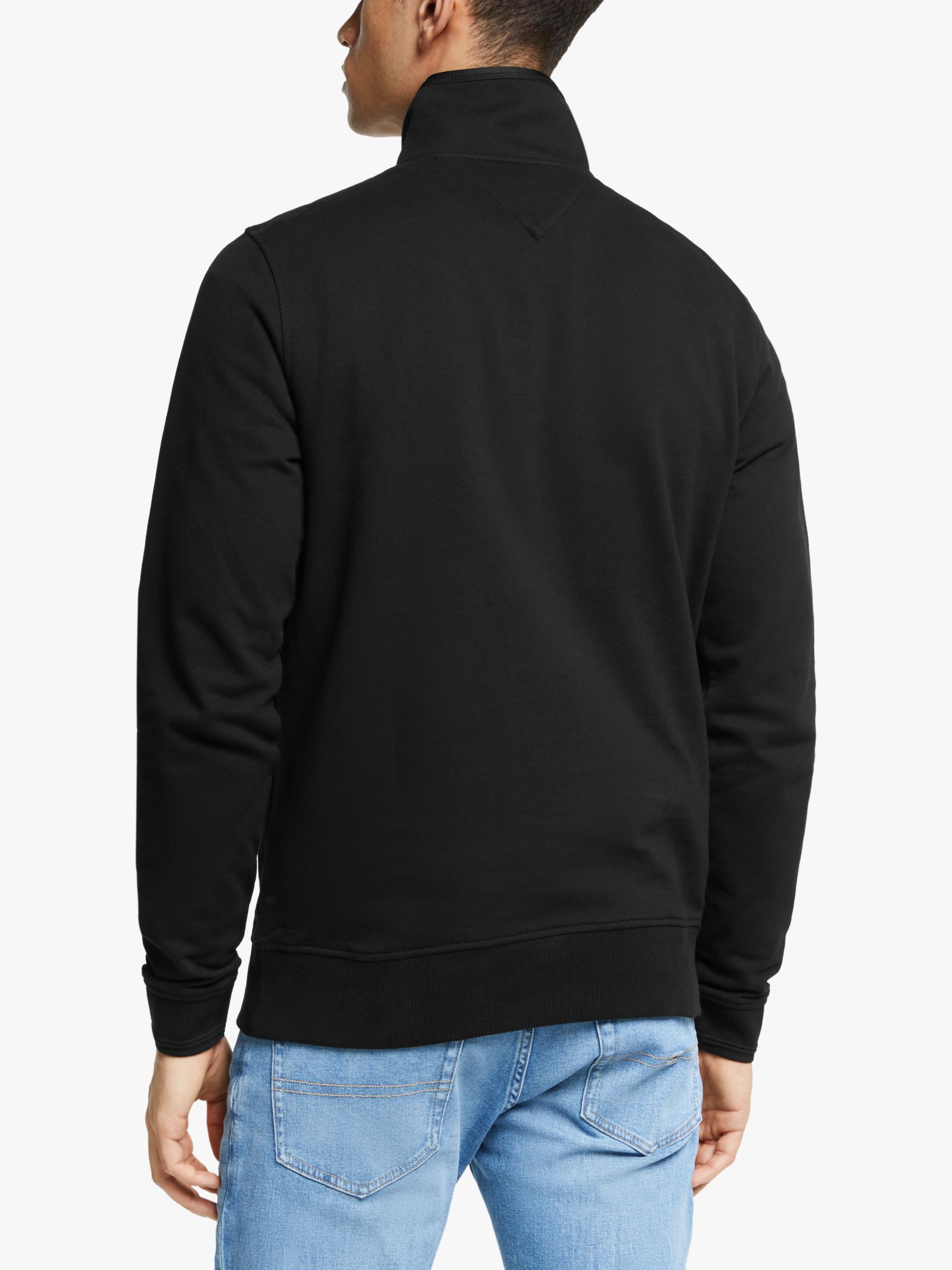 Tommy Hilfiger TH Flex Half Zip Sweatshirt, Black at John Lewis & Partners