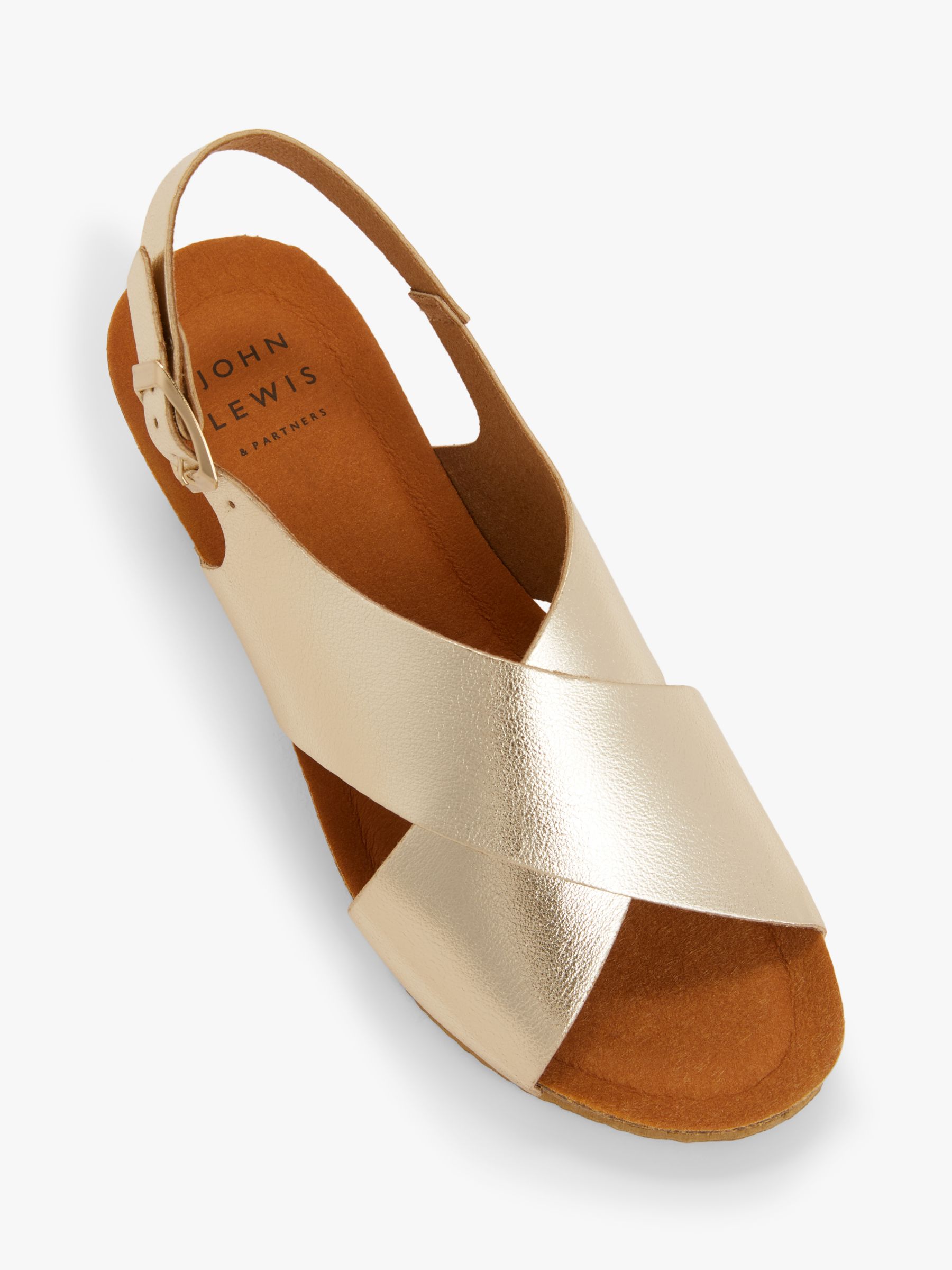 John Lewis & Partners Kelsea Leather Footbed Sandals, Gold at John