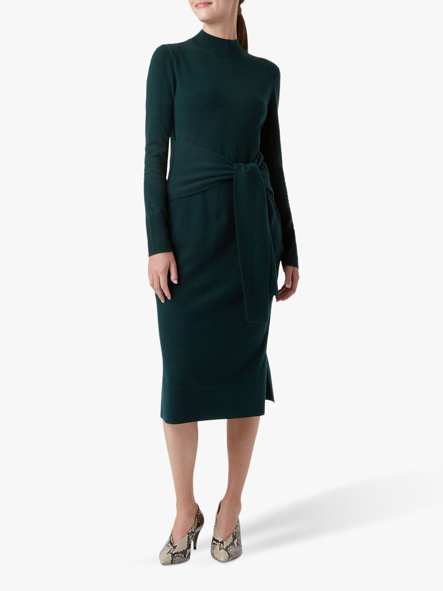 Hobbs Tilly Knitted Dress, Deep Green