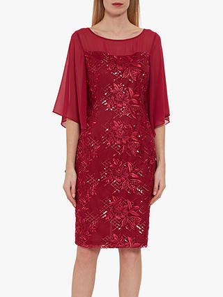 Gina Bacconi Bonita Sequin and Flower Embroidery Dress, Damson