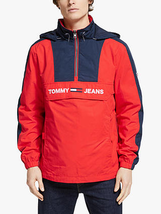 Tommy Jeans Colour Block Popover, Racing Red/Black Iris