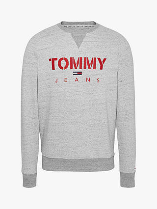Tommy Jeans Melange Tommy Crew Sweatshirt, Light Grey Heather