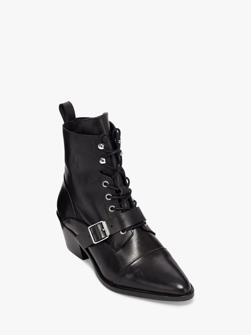 AllSaints Katy Leather Pointed Ankle Boots, Black at John Lewis & Partners
