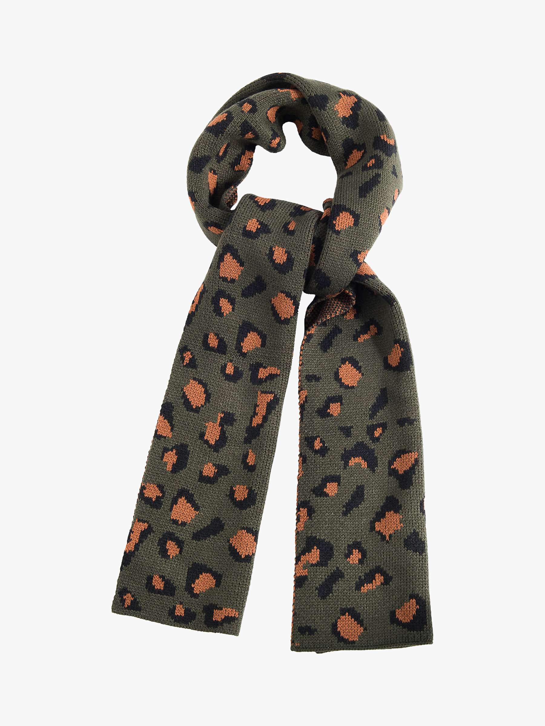 Buy French Connection Contrast Leopard Print Scarf, Khaki/Brown Online at johnlewis.com