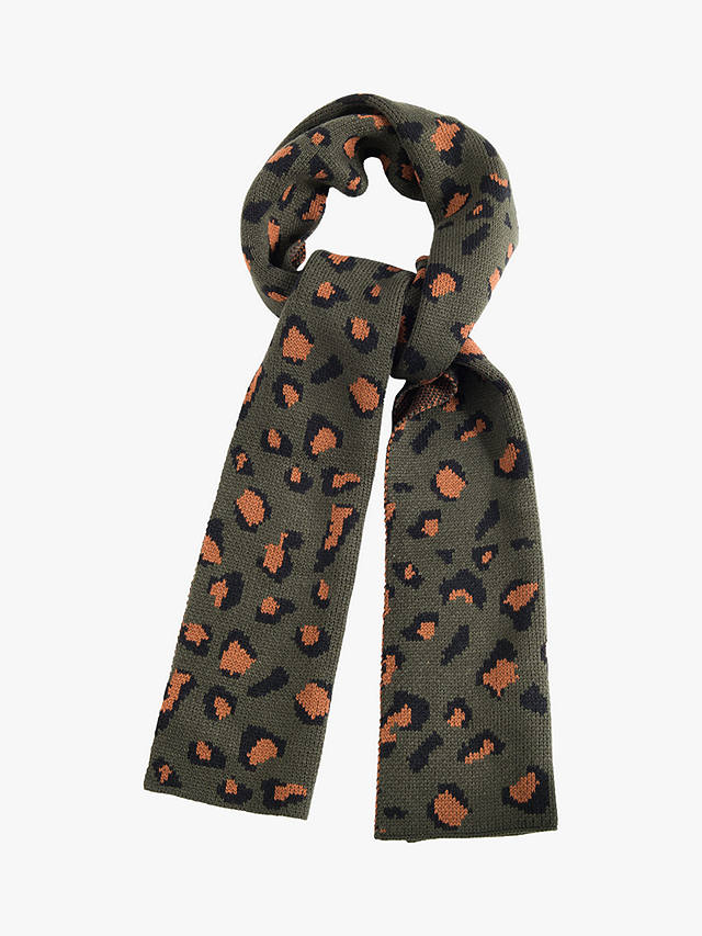 French Connection Contrast Leopard Print Scarf, Khaki/Brown