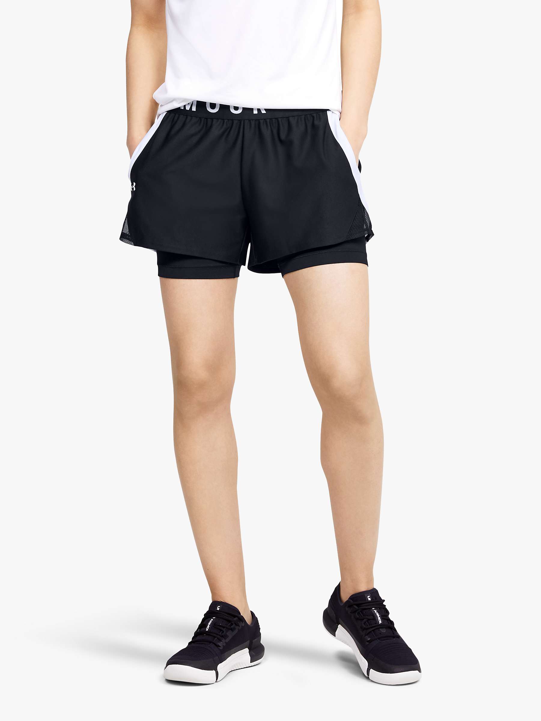 Buy Under Armour Play Up 2-in-1 Training Shorts, Black/White Online at johnlewis.com