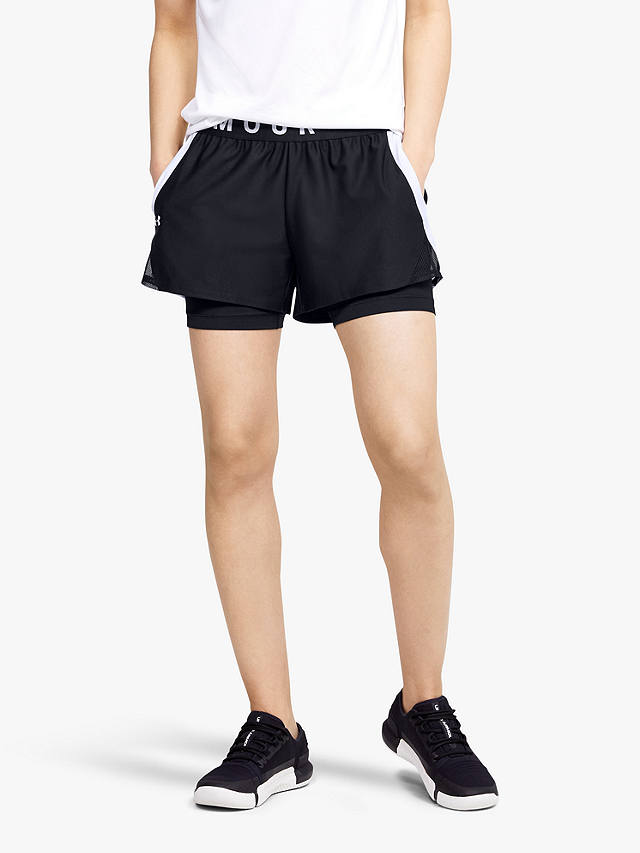 Under Armour Play Up 2-in-1 Training Shorts, Black/White, Black/White